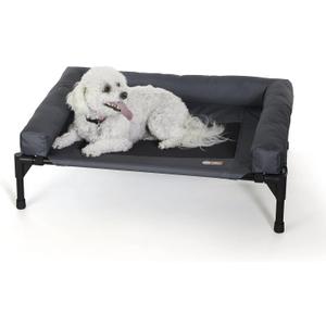 K&H Pet Products Bolster Dog Cot, Cooling Indoor Outdoor Elevated Cot Hammock Dog Bed with Removable Washable Bolsters, Washable Mesh Cover, Raised Metal Frame - Medium 32 X 25in Charcoal
