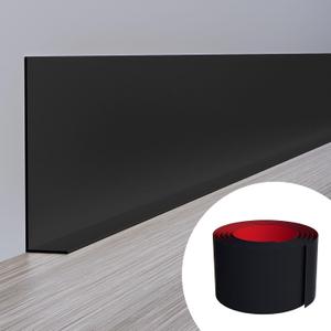 Duzzy Flexible Baseboard Molding Trim, 5 Inch(W) x 20 Feet(L) Peel and Stick Rubber Wall Trim Molding, Self-Adhesive Vinyl Wall Base Cove Base (5 Inch x 20 Feet, Black)