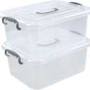 Kekow 2-Pack Clear Storage Latch Box, Plastic Containers with Lids, 8 L