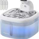 Wireless Cat Water Fountain with Motion Sensor, 118 oz/3.5 L Silent Cat Fountain with 3 Filters & Stainless Steel Lid, Pet Water Dispenser with Rechargeable Battery for Cats and Dogs, White