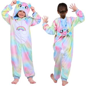 Christmas Cosplay Dress Up Hooded Animal Onesie Costume for Kids 4-12, Plush Xmas Holiday Gift for Boys & Girls (X-Large ( 10-12 Years ), Beary Cute)