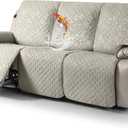 VANSOFY 100% Waterproof Recliner Sofa Covers, Couch Covers with Non-Slip Granule, 3-Piece Washable Reclining Sofa Cover with Pocket Furniture Protector for Kids, PetsBeige,3 Seater