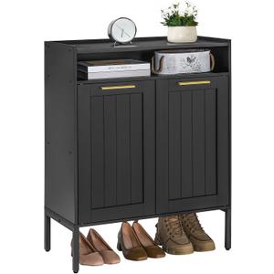 HOOBRO Shoe Cabinet, 6-Tier Shoe Storage Cabinet, Shoe Organizer Cabinet with Adjustable Shelves, Shoe Cabinet Storage with Doors, Shoes Rack Organizer Cabinet for Entryway, Hallway, Black BK15SC01