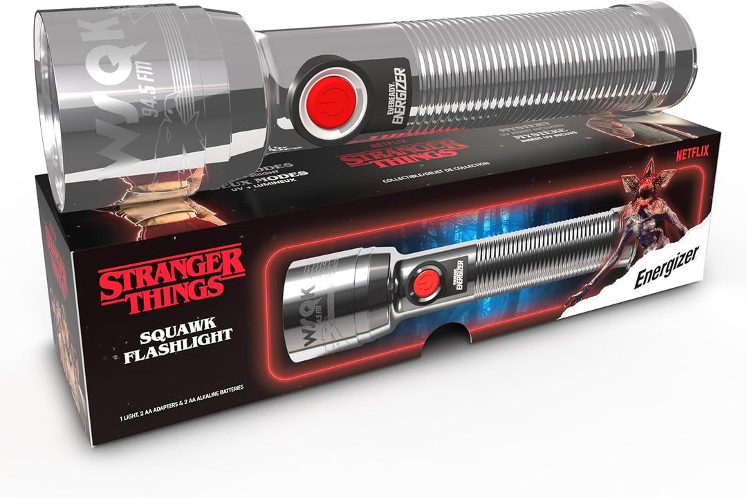 Energizer Stranger Things Squawk Retro LED Flashlight, Water Resistant and Drop Tested Camping Flashlight, Limited Edition, 250 Lumens