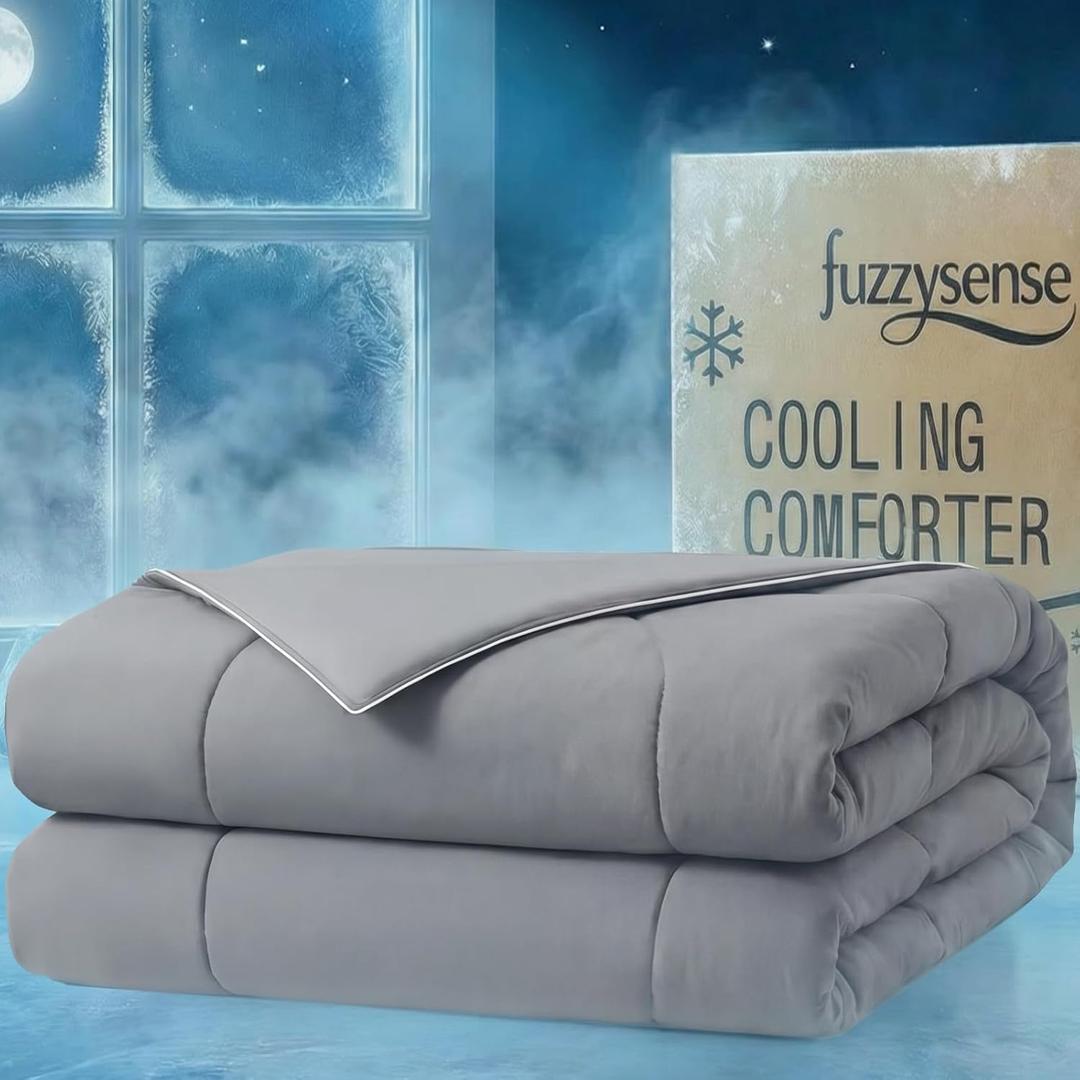 Cooling Blanket for Hot Sleepers & Night Sweats, Breathable Lightweight Cooling Comforter for Menopause & Summer, Soft Cool-to-Touch, Oeko-TEX, Cool Grey, 60x80 Inches