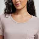 ODODOS Women's Short Sleeve T-Shirts with Pocket - Ultra Soft Relaxed Tee Casual Lounge Yoga Tops, Dusty Pink, X-Small