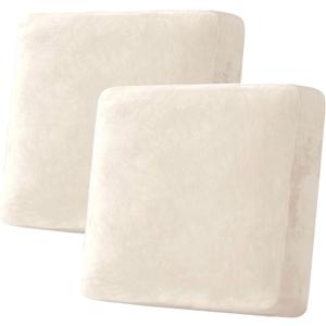 H.VERSAILTEX Velvet Stretch Couch Cushion Cover Plush Cushion Slipcover for Chair Loveseat Sofa Cushion Furniture Protector Seat Cushion Sofa Cover (2 Piece Large Sofa Cushion Covers, Cream)