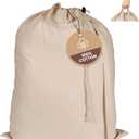 LFH Home Cotton Canvas Extra Large Laundry Bag with Handle, Heavy Duty Drawstring Closure Washable Laundry Bags School Travel, Home, Hotel, College Dorm, Organizer Sack, Toys Clothes 24x36-Natural