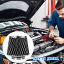 Clamp-On Car Air Intake Filter, 3 In/3.5 In/4 In Three Size High-Flow Washable Vehicle Air Cone Filter Cleaner, Round Tapered Auto Cool Cleaner Replacement, Universal Fit (Carbon Fiber Black)