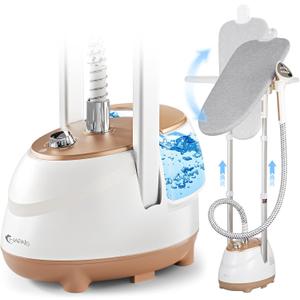HAPAIS Steamer for Clothes,1800W Standing Garment Steamer 30s Fast Heat,90° Rotating Ironing Board,2L Tank for All Fabrics like Silk,Heavy Duty Double Pole Professional Clothes Steamer for Family