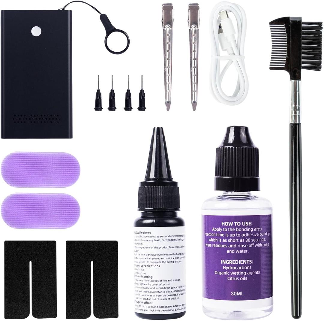 V Light Hair Extensions Kit, V Light hair Extension Machine*1 V light hair glue *1, glue remover *1, (Black machine)