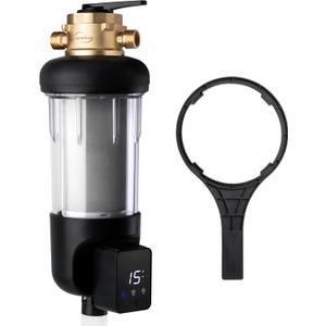 iSpring WSP50ARJ-BP Whole House Water Filter System Prefilter, Auto Flushing Spin Down Sediment Filter for Well Water, Integrated Bypass, 4-Mode Touch-Screen, Reusable, Jumbo Size, 50 Micron