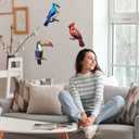 3 Pcs Metal Birds Wall Art Garden Decor, Cardinal Outdoor Wall Art Patio Fence Yard Decoration, 3D Colorful Birds Wall Hanging Sculpture for Garden Outside Livingroom