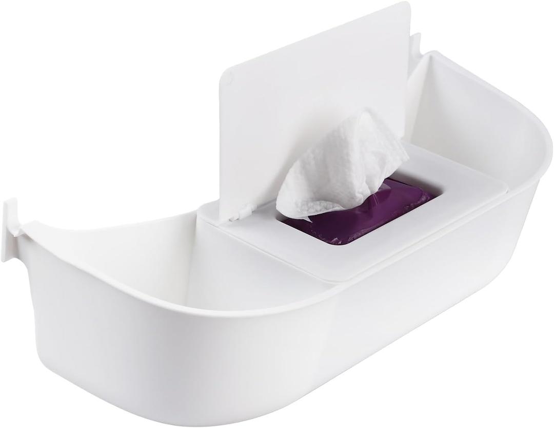 Storage Organizer for Stokke Tripp Trapp, White  High Chair Back Pocket with Wet Wipes Compartment, Easy Installation, Durable PP Material