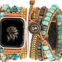 Boho Beaded Bracelets Compatible with Apple Watch Band 49mm 46mm 45mm 41mm 44mm 42mm 40mm 38mm for Women,Handmade Multilayer Wraps Stone Strap for iWatch Series 10 9 8 7 6 5 4 3 2 1 SE/Ultra
