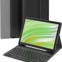 for Amazon Fire HD 10 11th Gen 2021 Tablet Case with Keyboard, 10 Plus 13th Gen 2023 10.1 inch Multi-Angle Folio Cover with Stylus Pen Holder, Magnetic Detachable Wireless Keyboard, Black