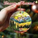 2 x Christmas Ornaments, 2.8 Inch Ceramic Hanging Ornament, Christmas Tree Ornaments, Xmas Decorations, Holiday Decorations, Holiday Party Gifts, and Xmas Gift Ideas - Mountain Range