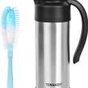 Creamer Pitcher for Coffee,1L/34 Oz Thermal Coffee Carafe,Stainless Steel Coffee Carafes for Keeping Hot and Cold,Double-Wall Design,12-Hour Hot & Cold,Leak-Proof, Portable for Travel,Camping,Office