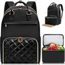 Jetviivid Lunch Backpack, 15.6 Inch Laptop Backpack with Insulated Cooler Lunch box, Womens Work Backpack for Business Teacher Nurse Travel Commuter College Daily, Black