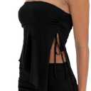Skirt Sets Women 2 Piece Outfits Sexy Summer Tube Top Strapless Ruffle Asymmetrical Hem Crop Top and Mini Skirt Set (Black, S)