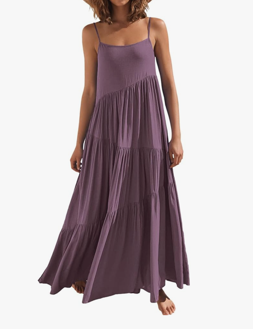 ANRABESS Women Summer Casual Loose Sleeveless Sundress Spaghetti Strap Flowy Boho Linen Beach Vacation Maxi Long Dress, M