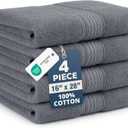 Grey Hand Towels for Bathroom - Pack of 4 (16" x 28") - 100% Cotton Double Stitched Edges - Ultra Soft, Quick Dry & Highly Absorbent - Everyday Comfort Hand & Face Towels for Family and Gym Use - 01: Cool Grey