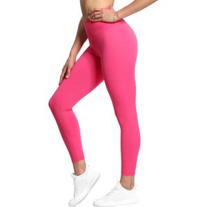 THE GYM PEOPLE Womens' V Cross Waist Yoga Leggings with High Waisted Tummy Control (Pink, XL)