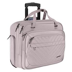 VANKEAN Rolling Laptop Bag Women with Wheels, 15.6 Inch Rolling Briefcase for Women, Water Repellent Overnight Computer Bag with RFID Pockets for Travel Business Work, Light Dusty Pink