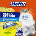 Hefty Ultra Strong 13 Gallon Trash Bags, Tall Kitchen Trash Bags 13 Gallon Size, Resist Leaks, Punctures, and Rips, Continuous Odor Control, White, Fabuloso Lemon Scent, 80 Bags