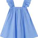Baby Girls Cotton Sleeveless Swiss Dot Dress Toddler Ruffle Sleeve Tutu Dresses Kids Party Sundress (Blue)