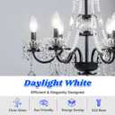 MAXvolador E12 LED Candelabra Bulb 40W Equivalent, 500LM Chandelier Light Bulb, Daylight White 5000K, B11 Filament Clear Glass Candle Base Light Non-Dimmable, 12 Pack
