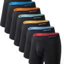 DAVID ARCHY Mens Underwear Rayon Made from Bamboo 7-Pack, Wicking-Moisture & Cool Boxer Briefs with Support Pouch (Medium, Black - 6.5'' in 7 Pack)