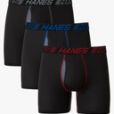 Hanes Men's Underwear Pack, 3-Pack, Total Support Pouch Boxer Briefs or Trunks, Moisture-Wicking Underwear for Men, L