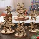 Bucherry 12 Pcs Wooden Snowflake Table Decor 3D Snowflake Tabletop Signs and Centerpiece for Christmas Winter Xmas Party Wonderland Decorations Home (Rustic Color)