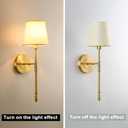 Wall Sconces Sets of 2, Classic Brushed Brass Sconces Wall Lighting, Hardwired Bathroom Vanity Light Fixture with Fabric Shade for Bedroom Living Room Hallway Kitchen (Bulbs Included)(Warm light)