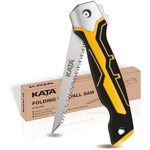 KATA Folding Jab Saw/Drywall Saw, Sheetrock Saw with Soft Grip Handle, Keyhole Hand Saw, Hacksaw with 7TPI Triple Teeth 65Mn Steel Sharp Blade for Wallboard, Plywood and PVC Cutting