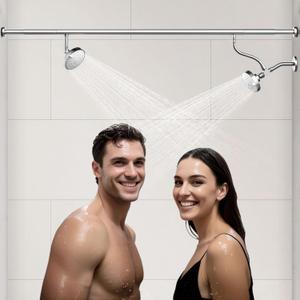 Dual Shower Head for Couples, High Pressure Double Shower Heads for Two People Rod, Two Showerhead System with 3 Spray Settings Fit 2 Person Bathroom, Birthday Gifts for Women Men (Chrome) Dual Shower Head for Couples, High Pressure Double Shower Heads for Two People Rod, Two Showerhead System with 3 Spray Settings Fit 2 Person Bathroom, Birthday Gifts for Women Men (Chrome)