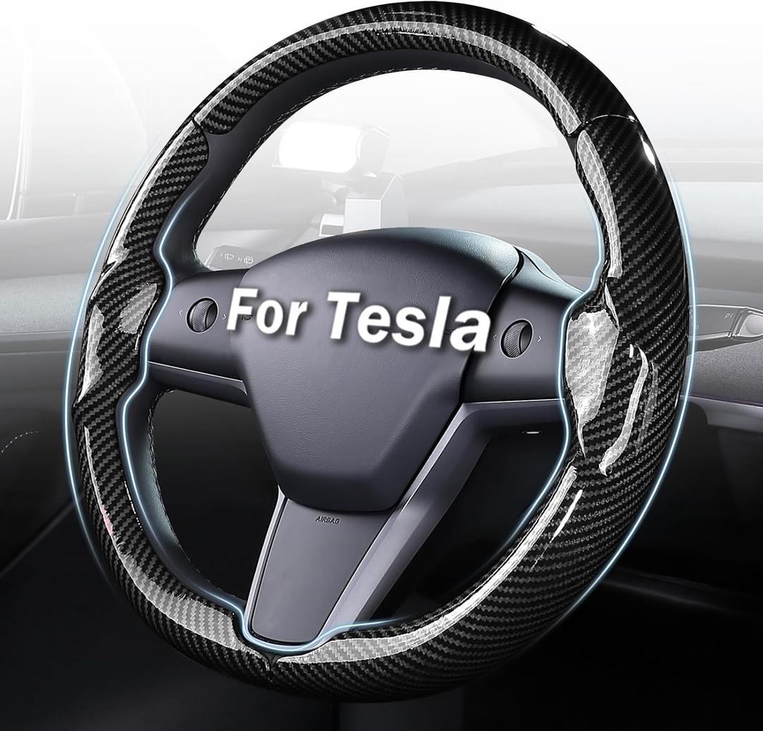 Steering Wheel Cover for Tesla Model 3 (2017-2023) / Model Y (2020-2024),Anti-Slip,Comfortable Grip, Breathable,Customized for Tesla Model 3/Y Accessories,Bright Black