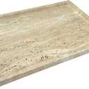 Real Natural Travertine Tray Genuine Marble Stone Tray for Coffee Table/Bathroom/Vanity (Beige Travertine, 12" x 8")