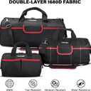 HAUTMEC 3-Piece Large Tool Bag Set (12 / 18 / 24), Heavy-Duty 1680D Wide Mouth Tool Bag with Metal Frame, Foldable Tool Tote Bag with Non-Slip Base, Double Zippers & Padded Shoulder Strap HT0297