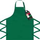 Unisex Apron with Pockets for Cooking, Salon & Art - 100% Cotton Adult Kitchen, Chef, Stylist Apron (Green)