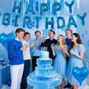6 x Blue Happy Birthday Balloons Banner Foil Balloons Letters Men's Balloon for Blue Themed Party Decoration Supplies Independence Day Birthday Decoration Decor Ballons Arch Kits Party Balloon Set 15pcs