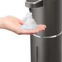 Automatic Foaming Soap Dispenser, 4-Level Adjustable Foam, Wall Mount, USB Rechargeable, 12.8oz/380ml, Touchless Hand & Dish Soap Dispenser for Bathroom, Kitchen, Hotel, Restaurant (Metallic Grey Black)