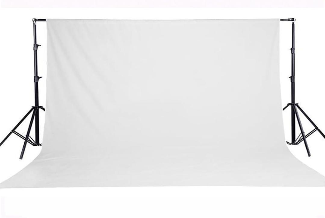 Solid Photography Backdrop Background Chromakey Muslin Portrait Background Screen for Photo Video Studio (White, 10x7ft)