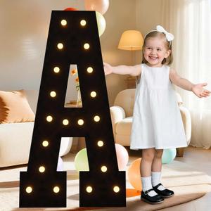 4FT Marquee Light Up Letters, Black Marquee Letters Large Mosaic Letters A, Pre-cut Foam Board Set Can Be Used for Birthday Party Grad Prom Party Decoration Wedding Event Baby Shower
