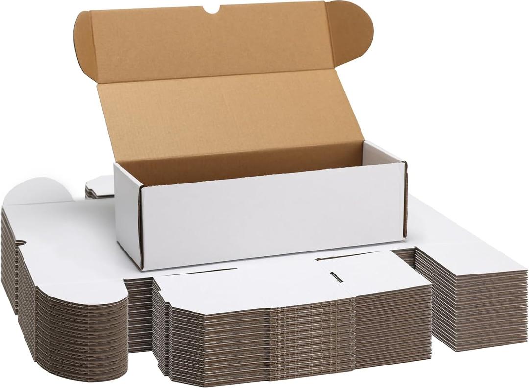 EXYGLO Trading Card Storage Box 25 Pack 520 Count 20pt, 10.6x4.1x3.2 Inch White Cardboard Card Boxes for TCG/MTG/Sport Cards, Fit 3x4 Toploader Shipping or Storing, 13000 Max Capacity in Total