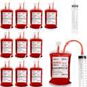 UNIMEIX 10 Pack Halloween Blood Bags for Drinks, Fake Blood Drink Pouches Reusable Juice Drink IV Bag for Vampire Party Theme Party Halloween Decoration