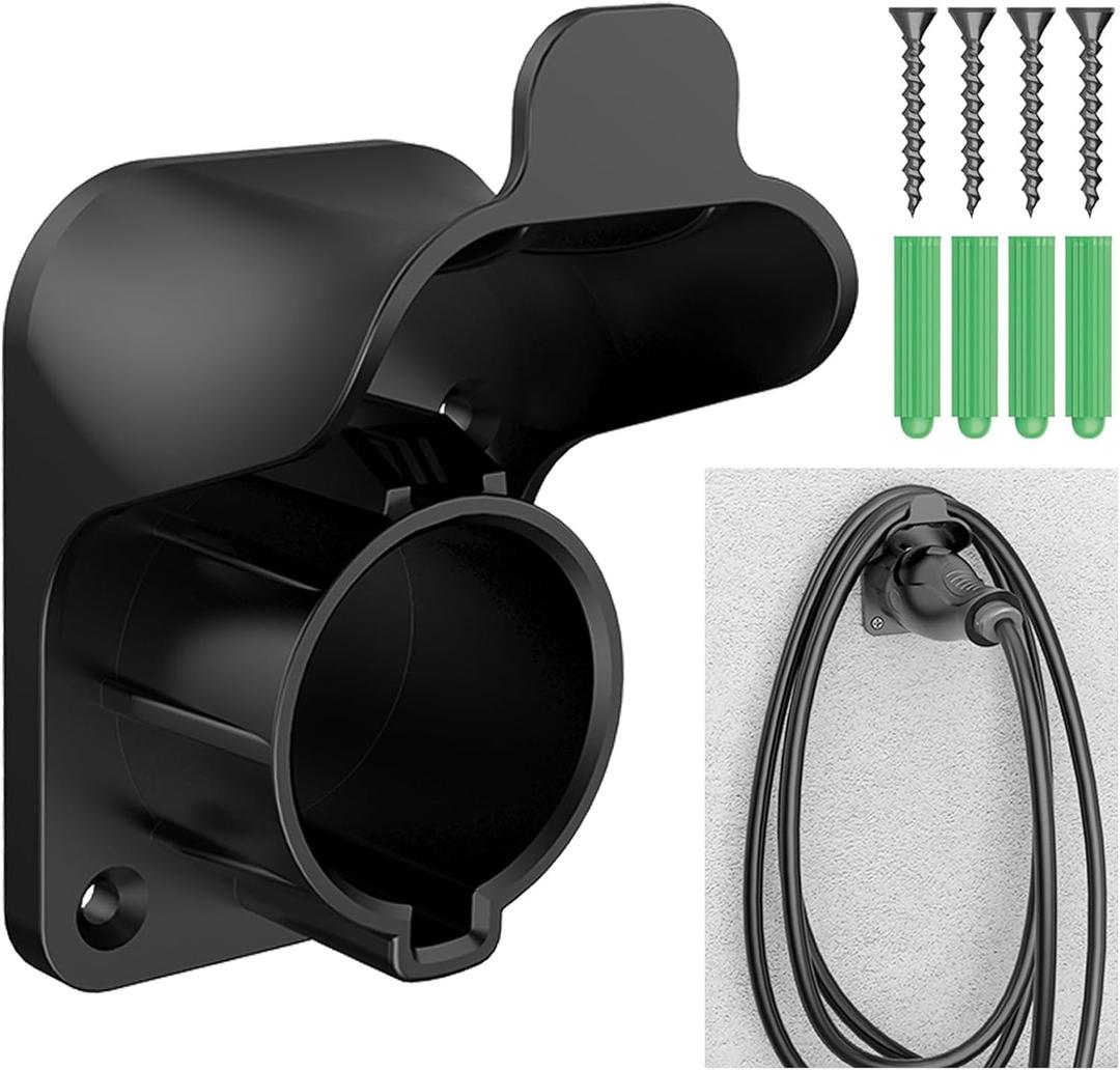 EV Charger Holder Wall Mount Electric Car Charging Cable Holster for SAE J1772 Charging Plug & Connector