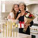 Astercook Silverware Set 48-Piece Gold Flatware Set with Steak Knives Food-Grade Stainless Steel Cutlery Set for 8 Mirror Polished Utensils Set for Home Kitchen Restaurant Mothers Day Gifts for Women