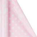 RUSPEPA Reversible Wrapping Paper Roll, Jumbo 30" x 32.8' ft, Pink Dots Pattern for Baby Girl, Boy, Neutral Gifts, Birthday & Baby Shower